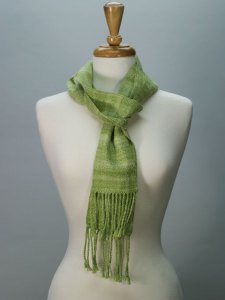 photo of hand dyed, handspun and handwoven scarf by Joanne Littler