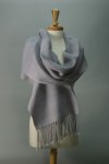 photo of lilac merino wool/tussah silk scarf handspun and handwoven by Joanne Littler, Pine Ledge Fiber Studio