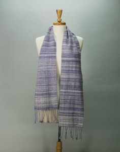 photo of scarf hand dyed, handspun and handwoven by Joanne Littler