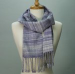 photo of periwinkle cotton scarf, hand dyed, handspun and handwoven by Joanne Littler