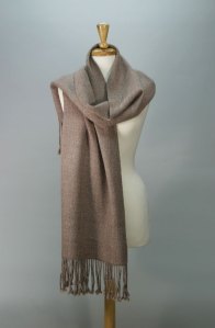 photo of handpun handwoven shawl, rose color, merino wool and tussah silk, by Joanne Littler, Pine Ledge Fiber Studio