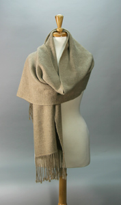 Natural-Brown-Cashmere-Shawl Photo of Brown Cashmere Shawl, Handspun and Handwoven by Joanne Littler