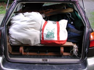 Photo of car packed with booth display