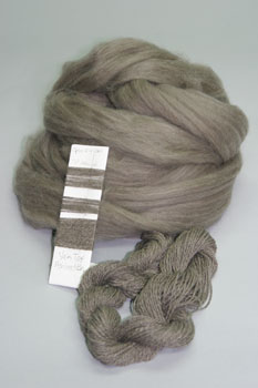Yak-Fiber-and-Yarn Photo of Yak fiber and yarn sample handspun by Joanne Littler