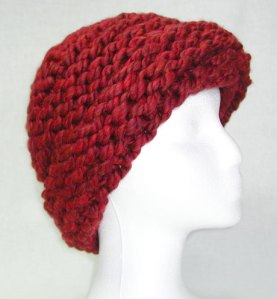 Handspun Handknit Hat Photo of hat, handspun and handknit by Joanne Littler, Pine Ledge Fiber Studio, Fairfax, VT