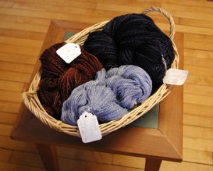 Handspun Yarns with StringTag Labels2 Photo of handspun yarn skeins using string tags as temporary labels