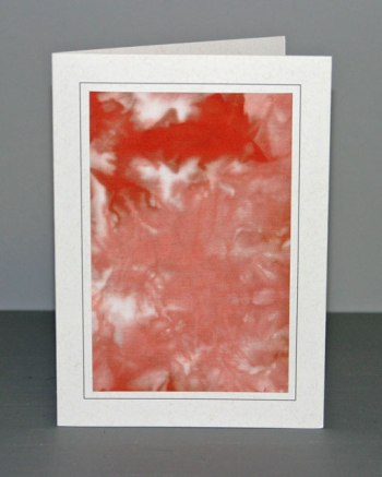 Photo of Greeting Card with  hand dyed fabric insert by Joanne Littler, Pine Ledge Fiber Studio, Fairfax, VT.