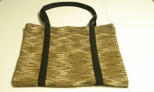 Photo of Tote Bag made by Joanne Littler, Pine Ledge Fiber Studio, VT - using Deco Ribbon as weft.
