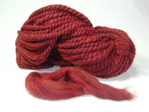 photo showing skeins of super bulky yarns handspun by Joanne Littler, Pine Ledge Fiber Studio, Fairfax, VT